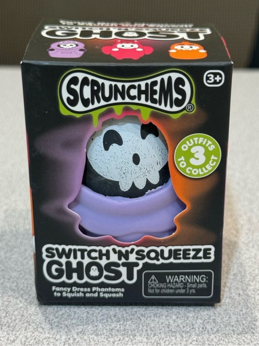 Scrunchems Switch 'N' Squeeze Ghost Squishy Fidget Sensory Toy Black Purple Hood